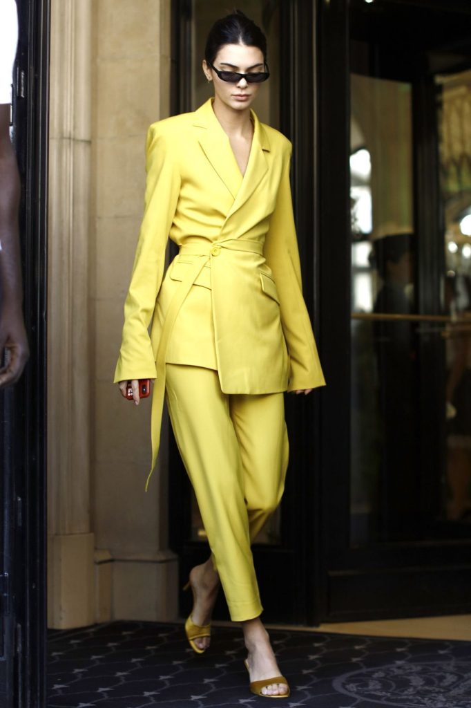 butter yellow pant suit
